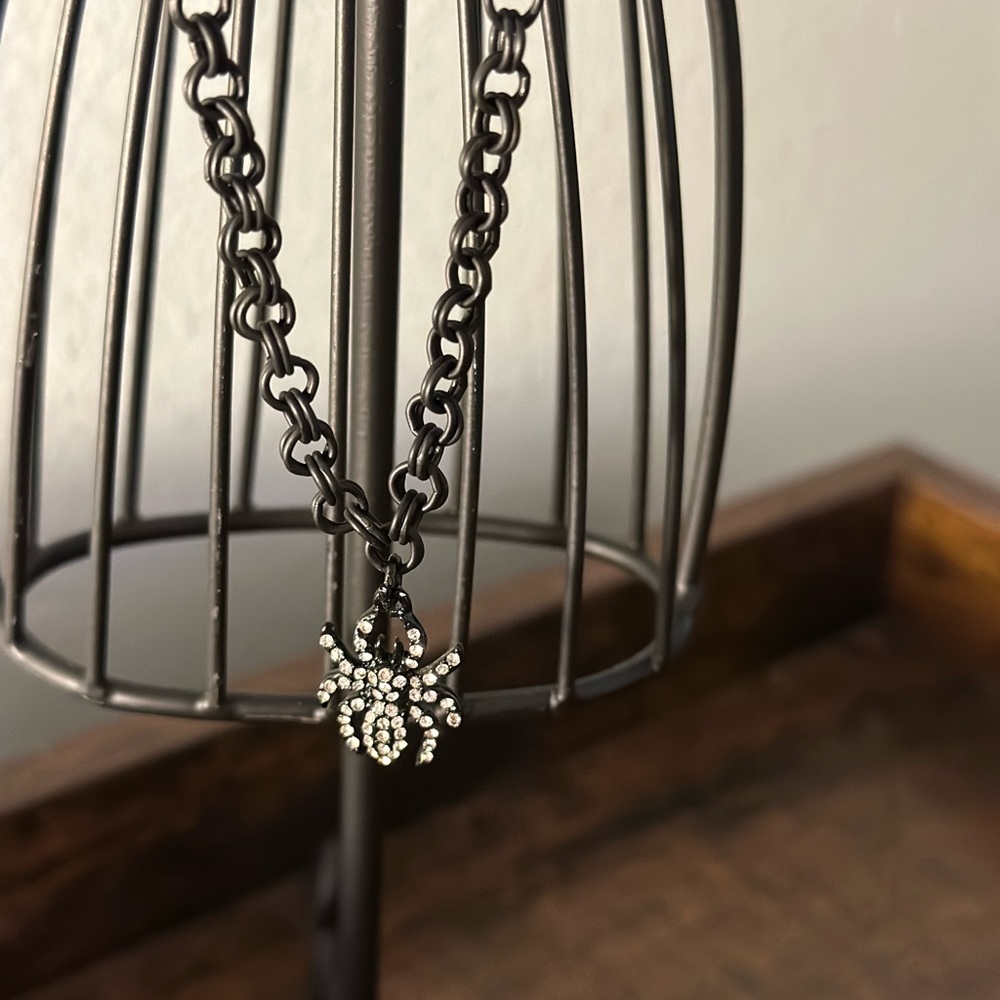 Black Jeweled Spider Necklace